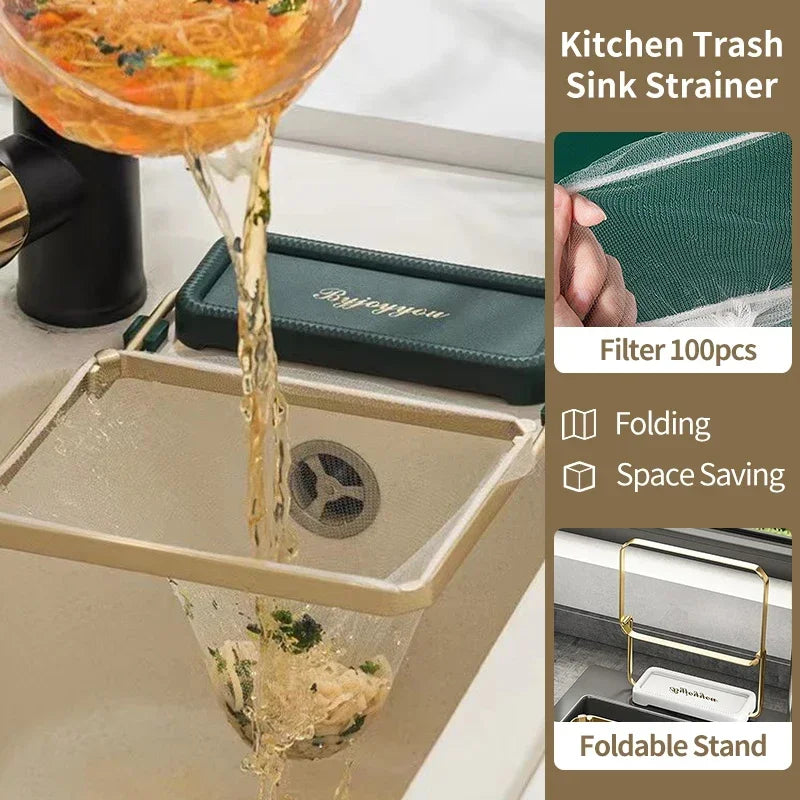 Kitchen Trash Bags Folding Sink Strainer Holder Trash Strainer Storage Bag Food Waste Strainer Food Waste Storage Wastebasket