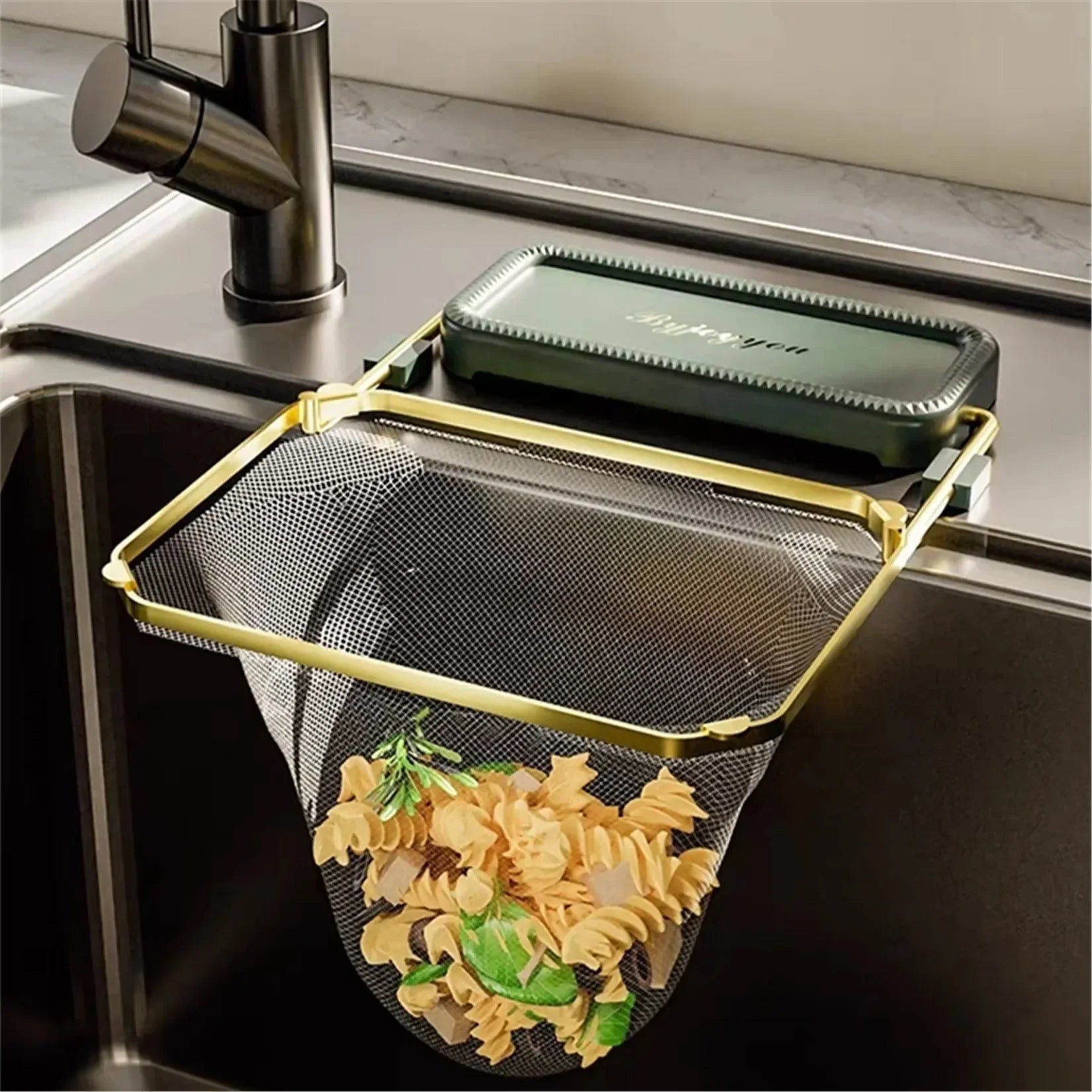 Kitchen Trash Bags Folding Sink Strainer Holder Trash Strainer Storage Bag Food Waste Strainer Food Waste Storage Wastebasket